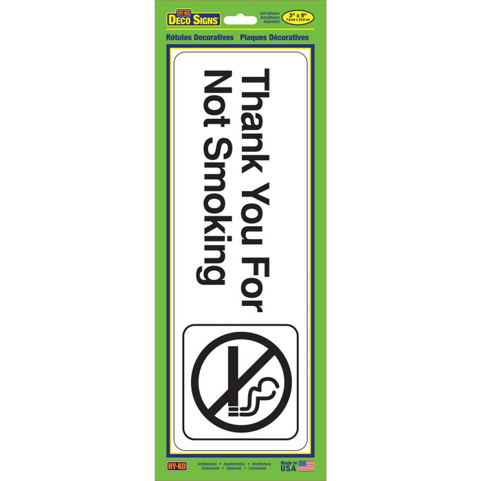 Thank You For Not Smoking Sign 3" x 9" (5 pcs.)