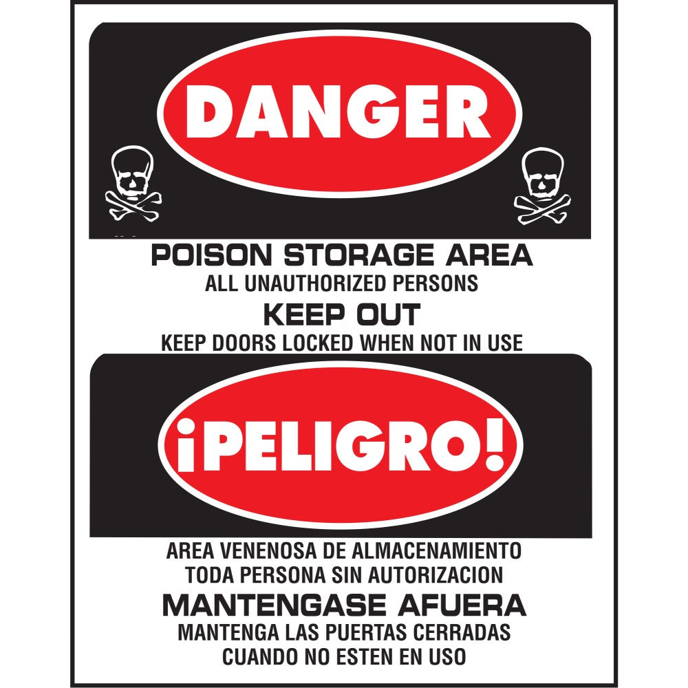 Danger Poison Storage Area Bilingual Sign 14.5" x 18.5" (5 pcs.)