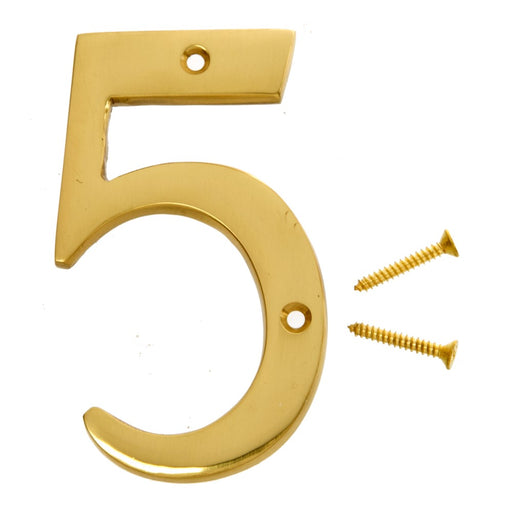 4" Solid Brass Number 5 (5 pcs.)