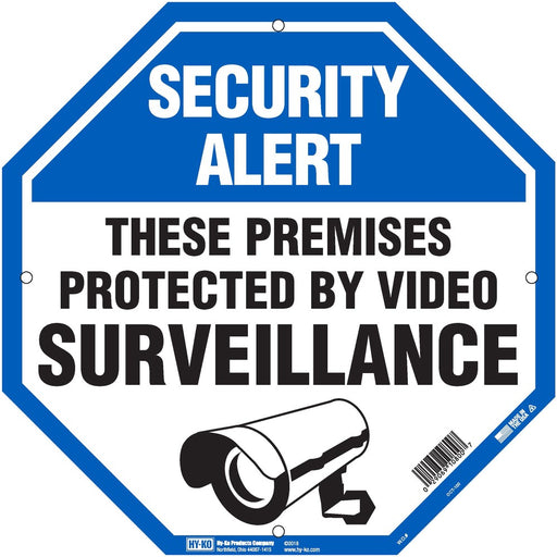 Security Surveillance Blue Octagon 12X12 Sign 12" (5 pcs.)