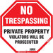 No Trespassing Red Octagon 12X12 Sign 12" (5 pcs.)