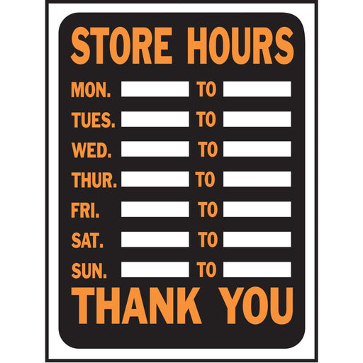 Store Hours Sign 8.5" x 12.5" (10 pcs.)