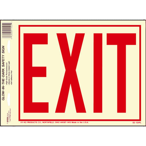 Exit (6" Letters) Photoluminescent Sign 8" x 10" (10 pcs.)