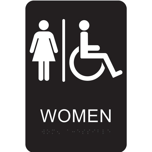 Braille Women Handicapped Accessible Signs 6" x 9" (3 pcs.)