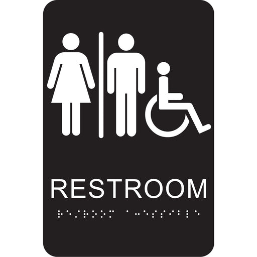 Braille Restrooms Handicapped Accessible Signs 6" x 9" (3 pcs.)