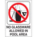 No Glassware Allowed" Pool Sign 10" x 14" (5 pcs.)