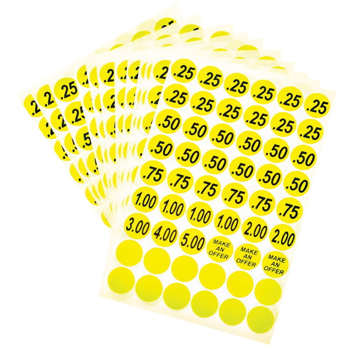 3/4" Yellow Price Labels Label (10 pcs.)