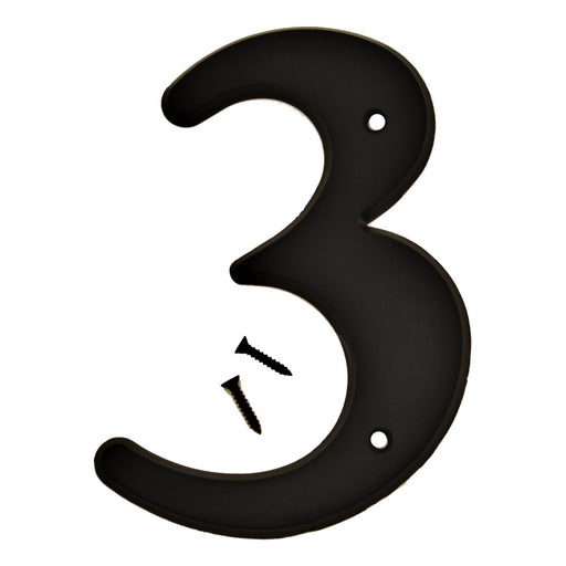 6" Black Plastic Number 3  (5 pcs.)