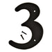 6" Black Plastic Number 3  (5 pcs.)