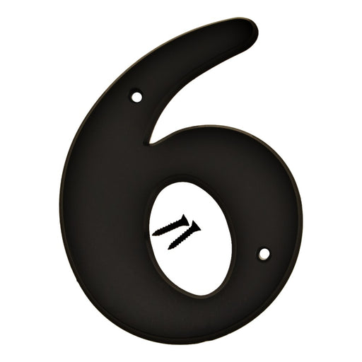 6" Black Plastic Number 6  (5 pcs.)