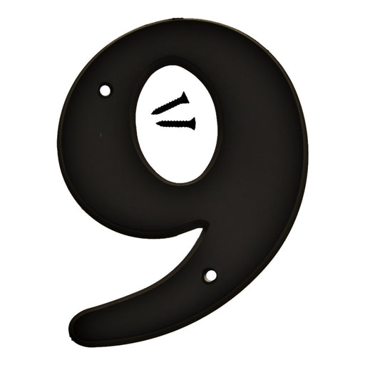 6" Black Plastic Number 9  (5 pcs.)