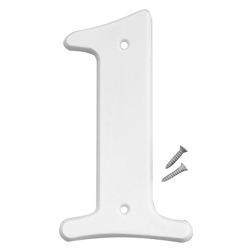 6" White Plastic Number 1  (5 pcs.)