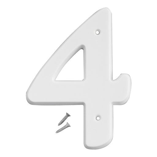 6" White Plastic Number 4  (5 pcs.)