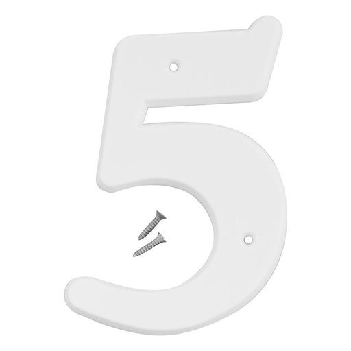 6" White Plastic Number 5  (5 pcs.)