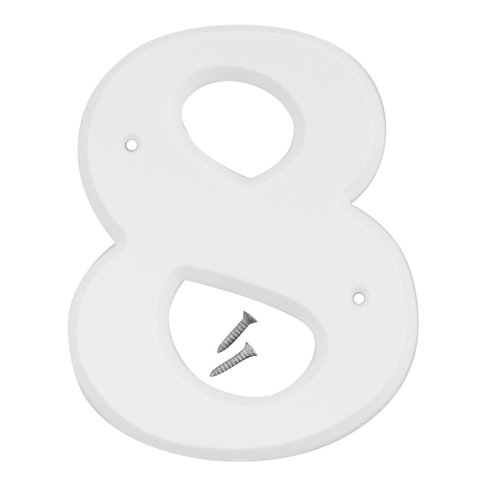 6" White Plastic Number 8  (5 pcs.)