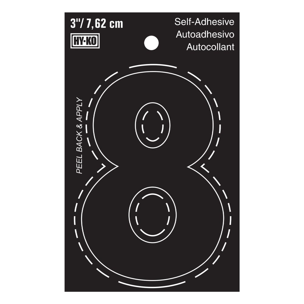 3" Black Vinyl Number 8  (10 pcs.)