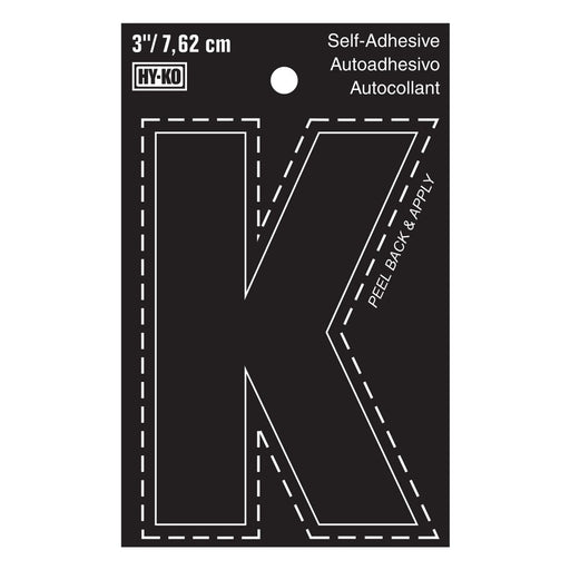 3" Black Vinyl Letter K  (10 pcs.)