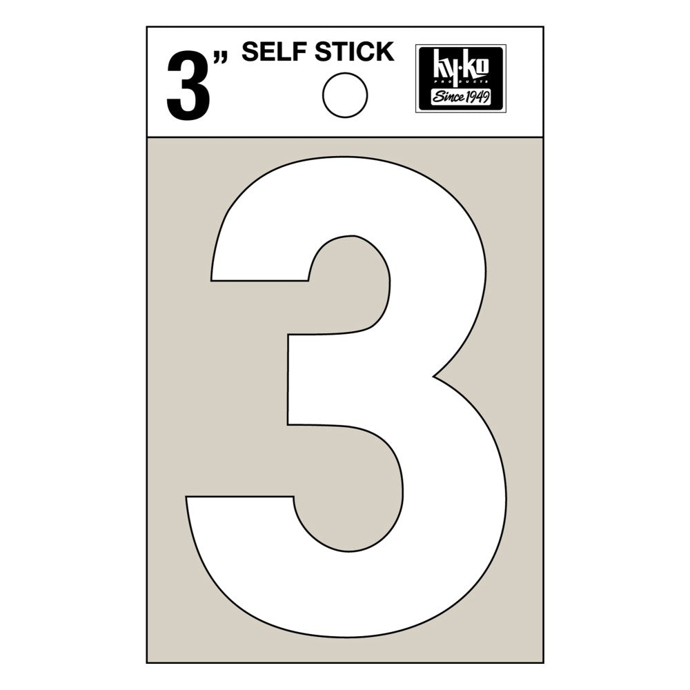 White 3 Inch Numbers 3