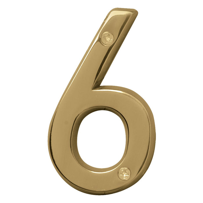 4" Polished Brass Number 6 (3 pcs.)