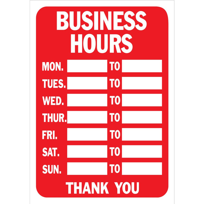 Business Hours Static Cling Kit 9" x 13" (3 pcs.)