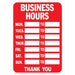 Business Hours Static Cling Kit 9" x 13" (3 pcs.)