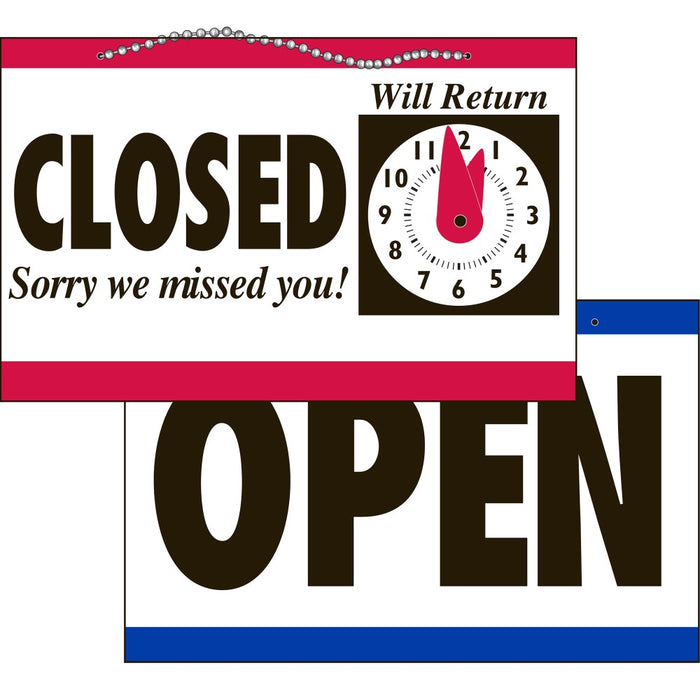Open/Closed Clock Sign 12 x 8.5 6