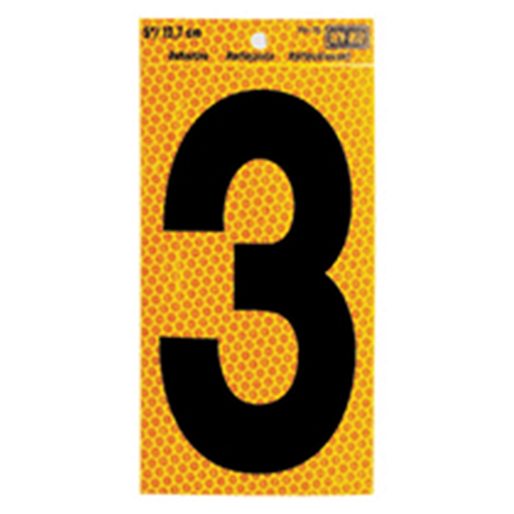 5" Yellow Reflective Number 3 (10 pcs.)