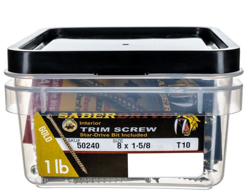 8 x 1-5/8" Star Drive Gold SaberDrive® Trim Screws 1 lb. Tub (222 pcs.)