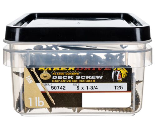 9 x 1-3/4" Star Drive Tan XL1500 Exterior Saberdrive Deck Screws
