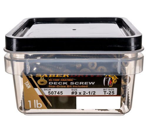 9 x 2-1/2" Star Drive Tan XL1500 SaberDrive® Exterior Deck Screws