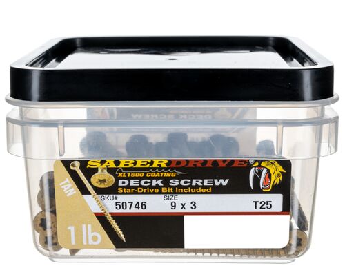 9 x 3" Star Drive Tan XL1500 SaberDrive® Exterior Deck Screws