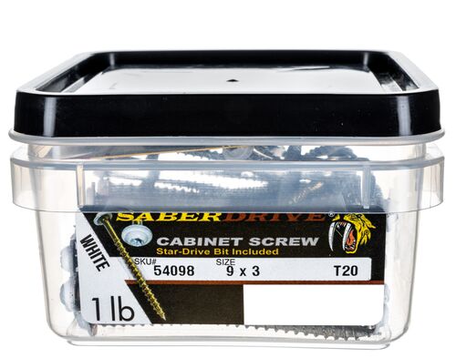 9 x 3" Star Drive White SaberDrive® Cabinet Screws 1 lb. Tub (78 pcs.)