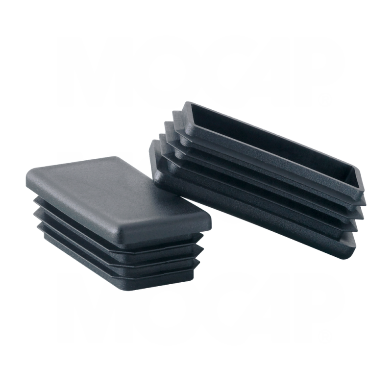 MOCAP Plastic End Cap Tube Plugs for 1" X 2" OD Rectangular Tube - Black (100 pcs.)