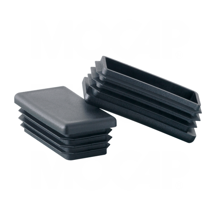 MOCAP Plastic End Cap Tube Plugs for 1" X 2" OD Rectangular Tube - Black (100 pcs.)